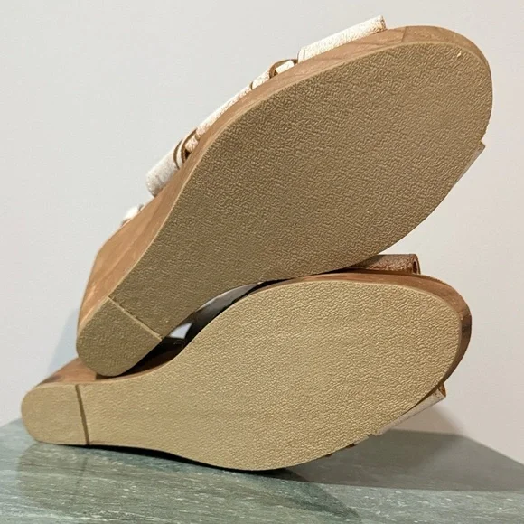 Very Volatile White and Brown Wedge Sandals - Picture 8 of 10